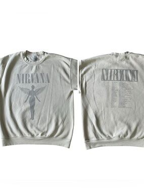 Nirvana 1993 In Utero Angel Tour Sweatshirt Band Grunge Cream Large
